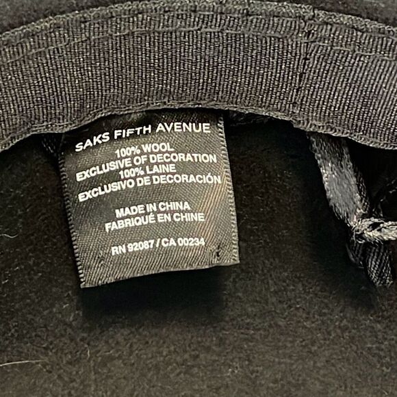 Saks Fifth Avenue Womens Wool Felt Floppy‎ Hat with Silver Chain Black One-Size main image 8